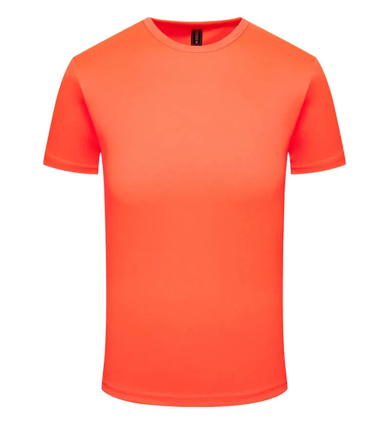 Quick-drying summer t-shirt for outdoor work in fluorescent green colour, short sleeve regular fit