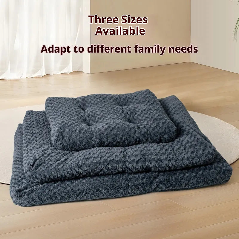 Embossed velvet thick square pet mat for dogs in dark gray cushion
