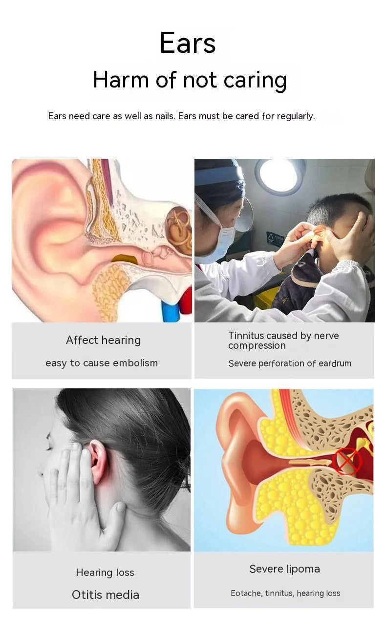 Wireless Smart HD Endoscope with luminous ear pick for clear ear cleaning