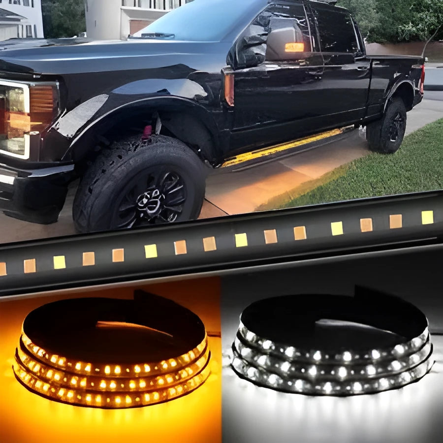 Yellow and white pedal streamer side steering light lamp for vehicles with 150cm or 180cm length.