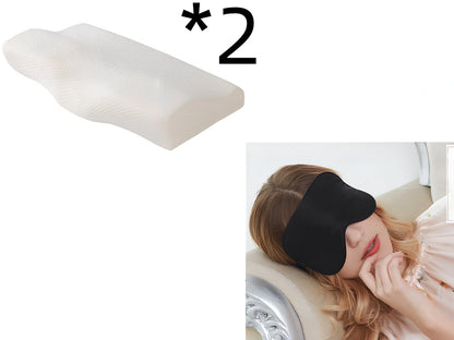 Contoured memory foam cervical pillow in diamond grid gray, 50x30cm size with 6cm neck support contour and polyester lining