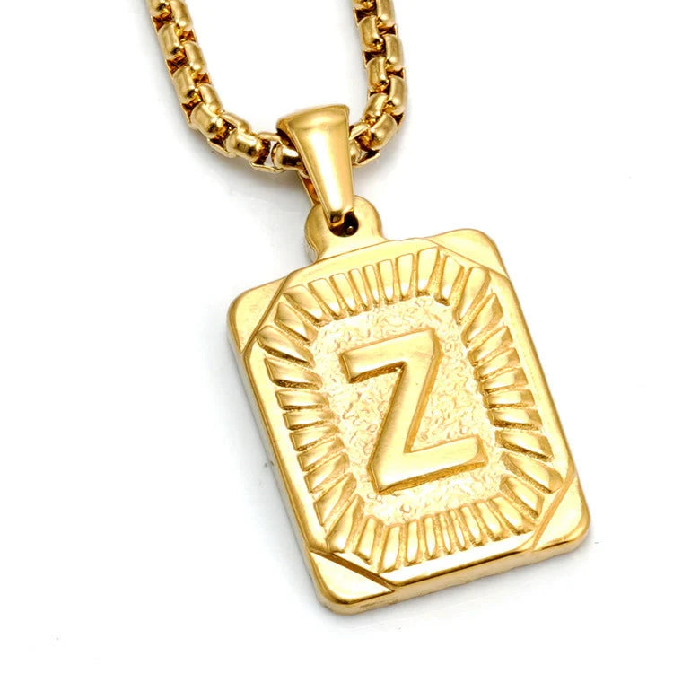 Gold-plated 18K titanium steel letter necklace with pearl chain, personalised from A to Z
