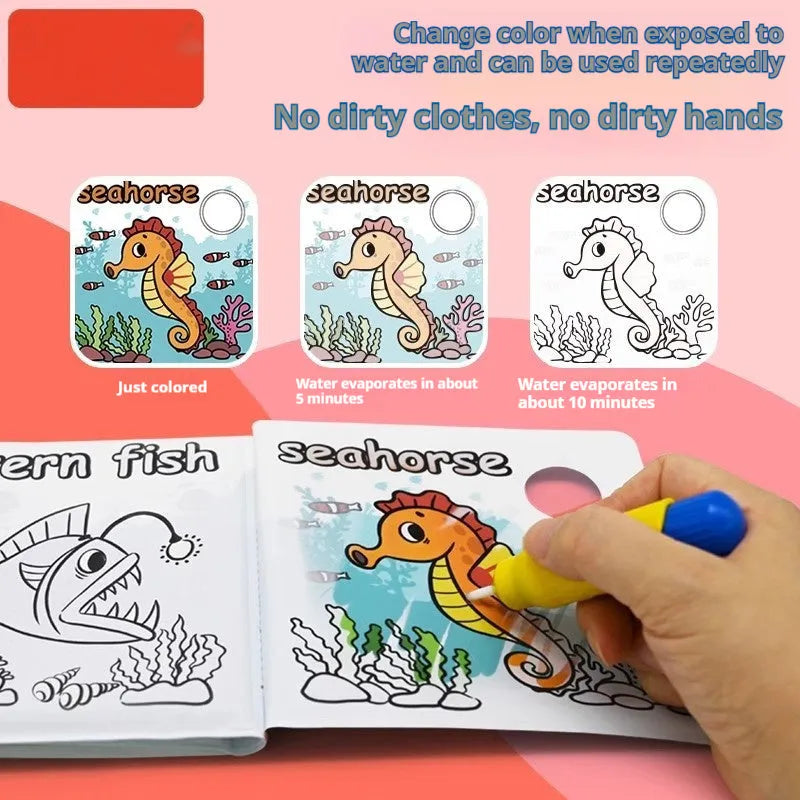 Magic Water Painting Colour Changing Bath Book with PEVA pages for baby bath time, showing animal friends theme