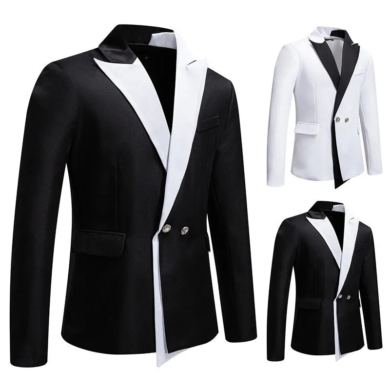 Business slim-fit suit in black for men, with jacket and trousers, polyester blend, large sizes available