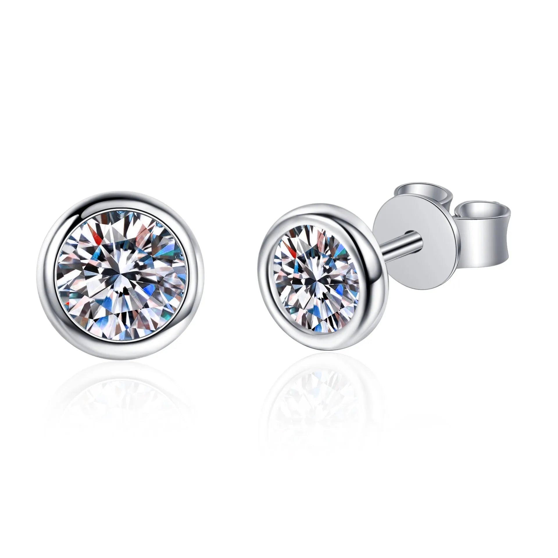 925 sterling silver Pt950 gold plated earrings with choice of moissanite or zircon stones