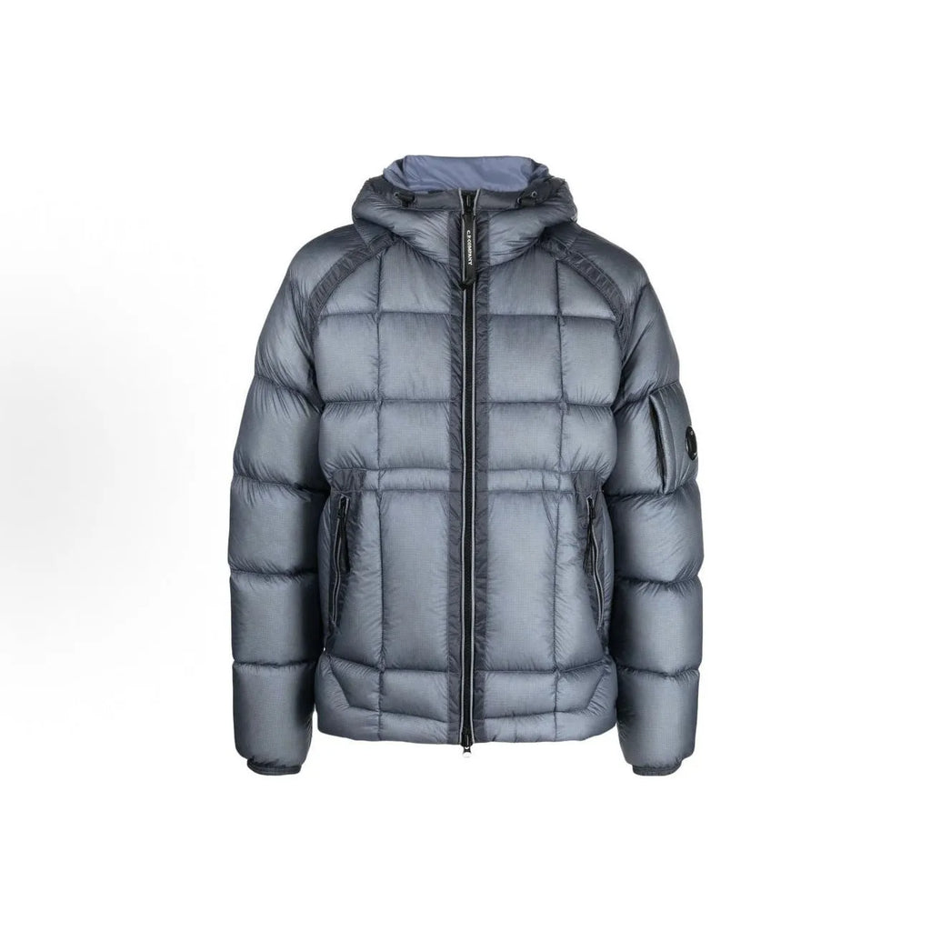 Men's winter hooded cotton coat in black with zippered pockets, plain front, and straight hem