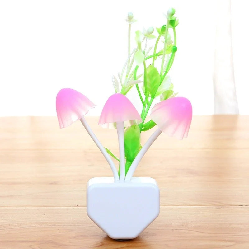 LED Mushroom Night Light with color-changing feature and automatic sensor