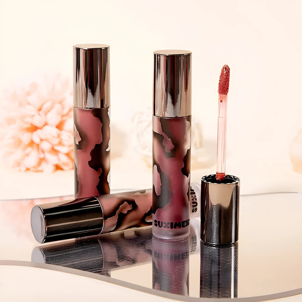 Lava Secret Matte Lip Mud Lipstick in five colour shades showing no-stain matte finish