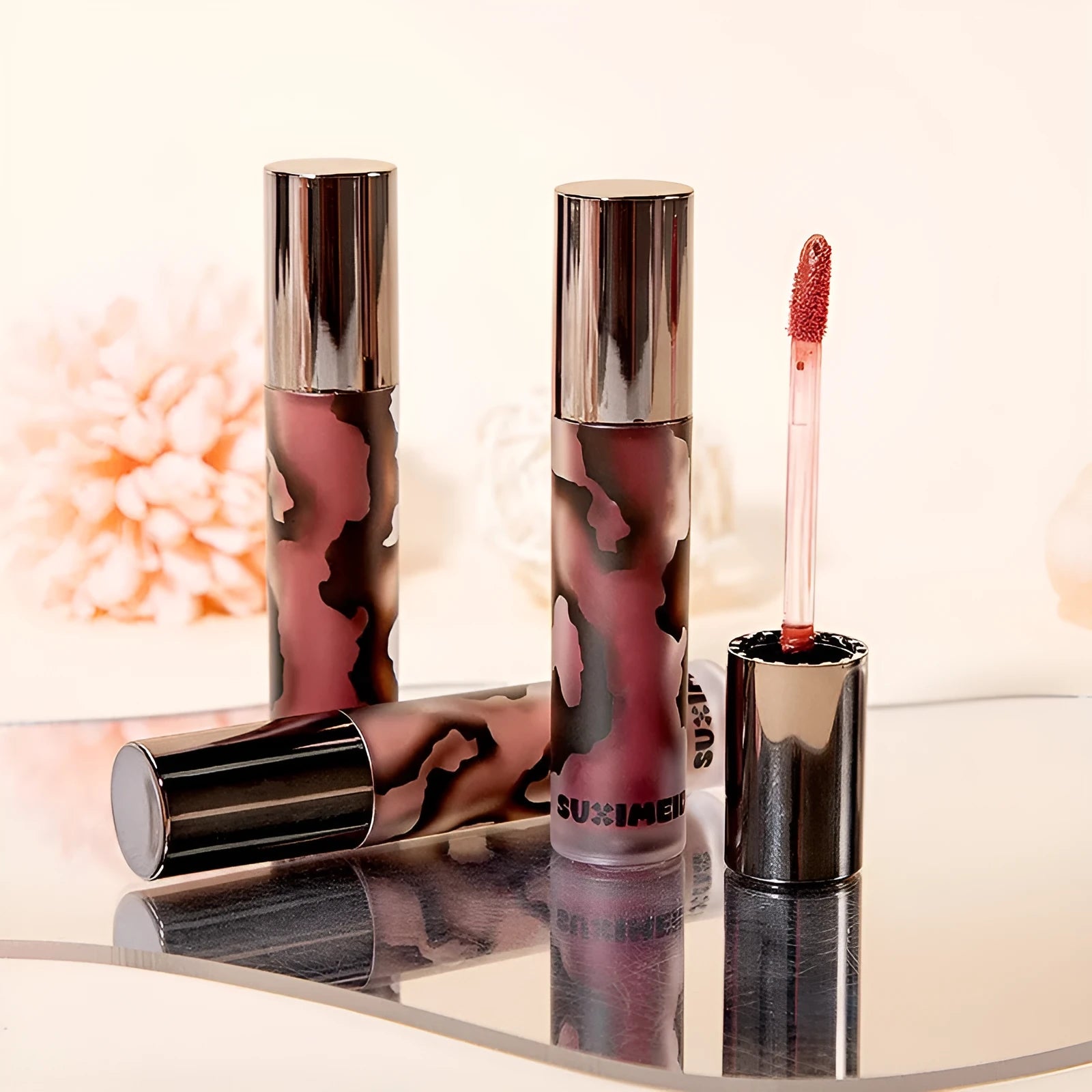Lava Secret Matte Lip Mud Lipstick in five colour shades showing no-stain matte finish