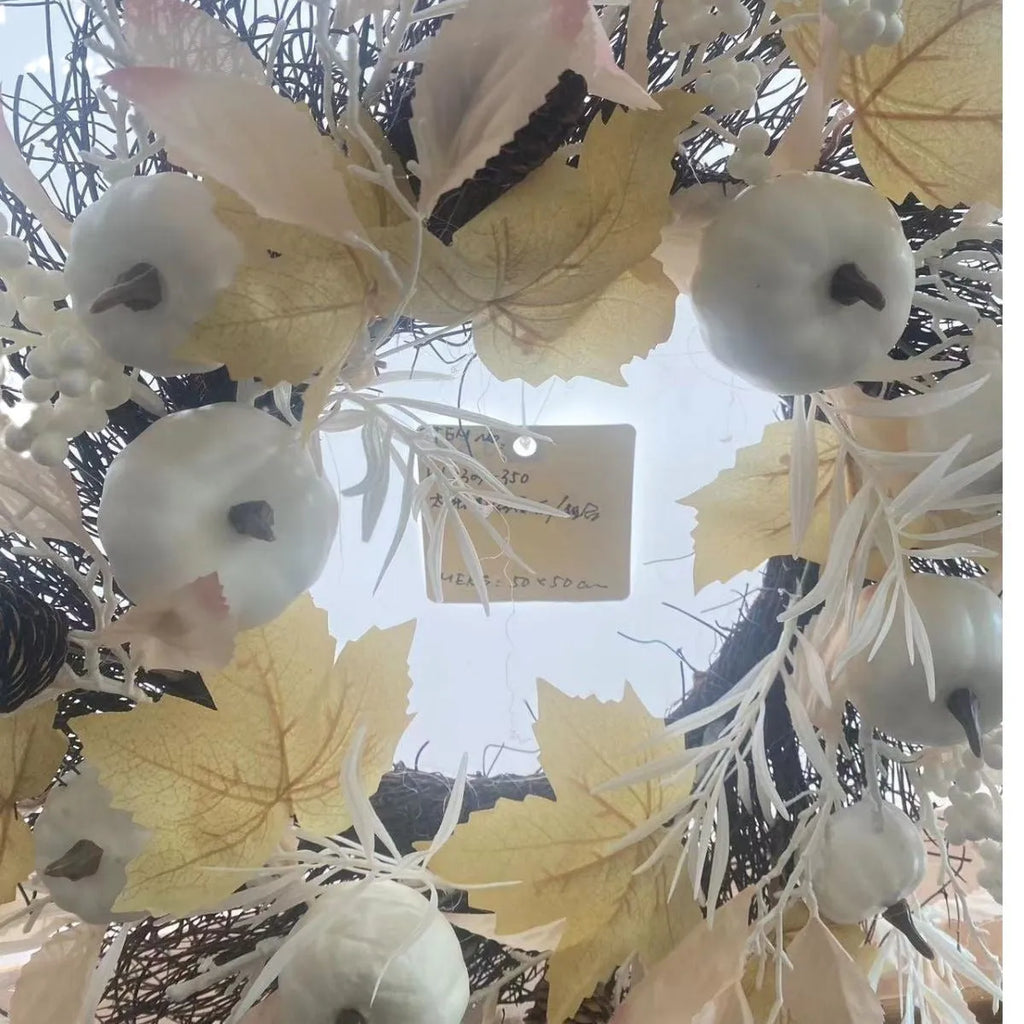 50cm light luxury pumpkin artificial wreath on a door, semi-mechanical half-handmade construction