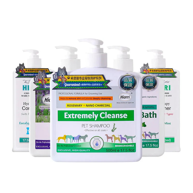 Five bottle pet shampoo and conditioner bundle for dogs and cats with deodorising formula