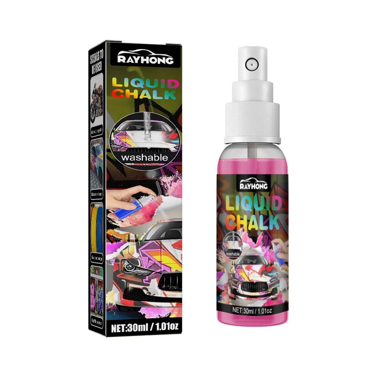 Blue Washable Car Graffiti Spray 30ml bottle with nozzle, for temporary car and window decoration