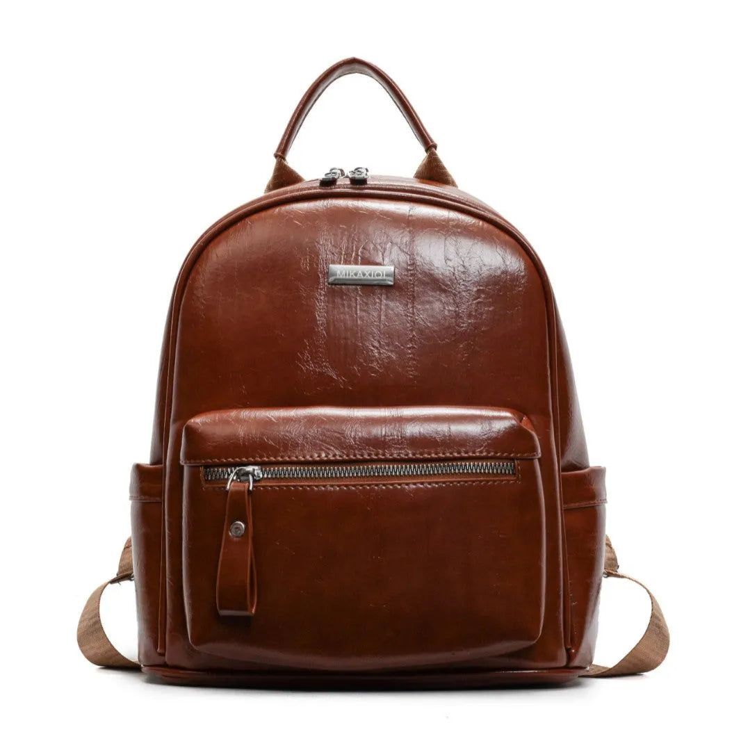 Ladies travel backpack in urban simplicity style, soft PU material, waterproof, with sandwich pocket