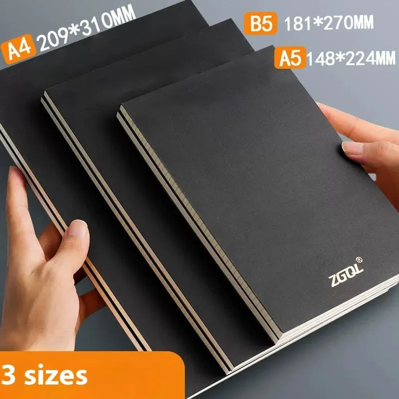 A5, B5 and A4 writing pads with 80 sheets of wood-free paper in blank, grid and line rulings
