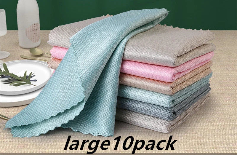 Microfiber dish cloth set for kitchen cleaning, available in multiple sizes and colours