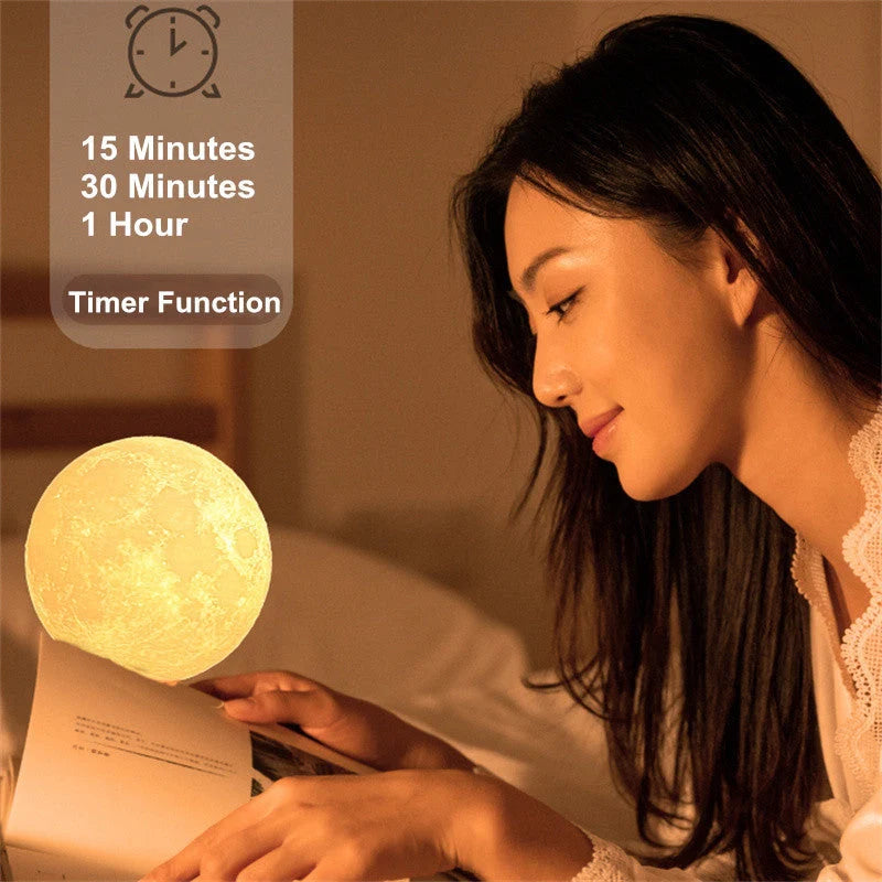 3D Magnetic Floating Levitating Moon Lamp with touch control and 3 colour options
