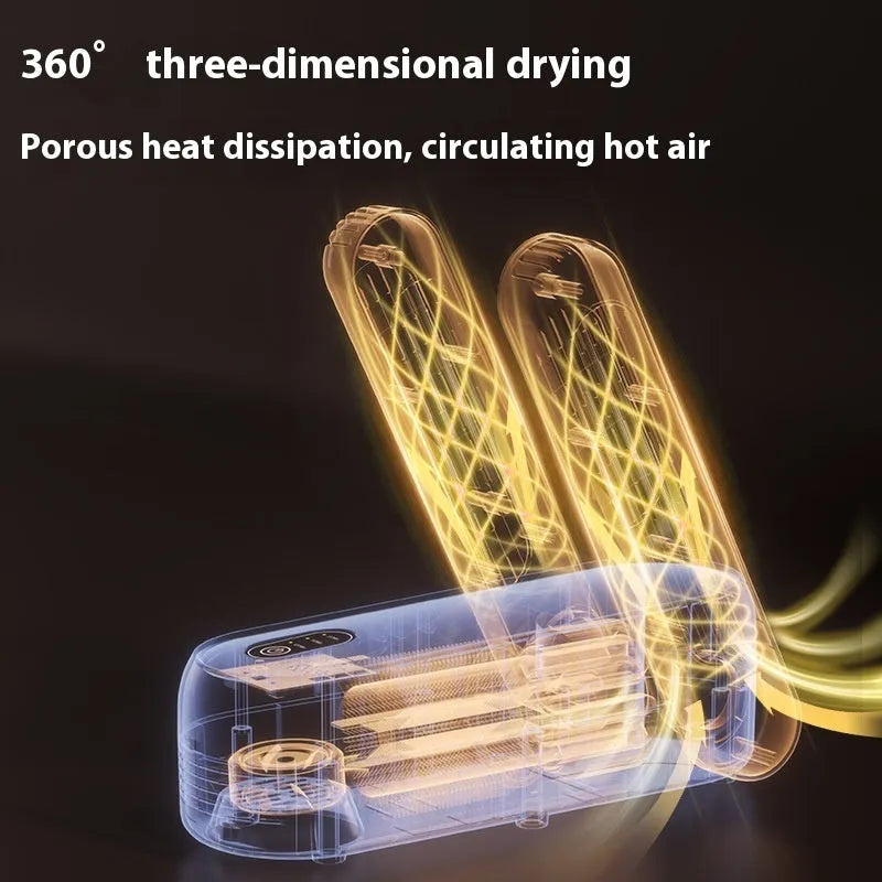 D4 black automatic shoe dryer with timer display and electrical controls