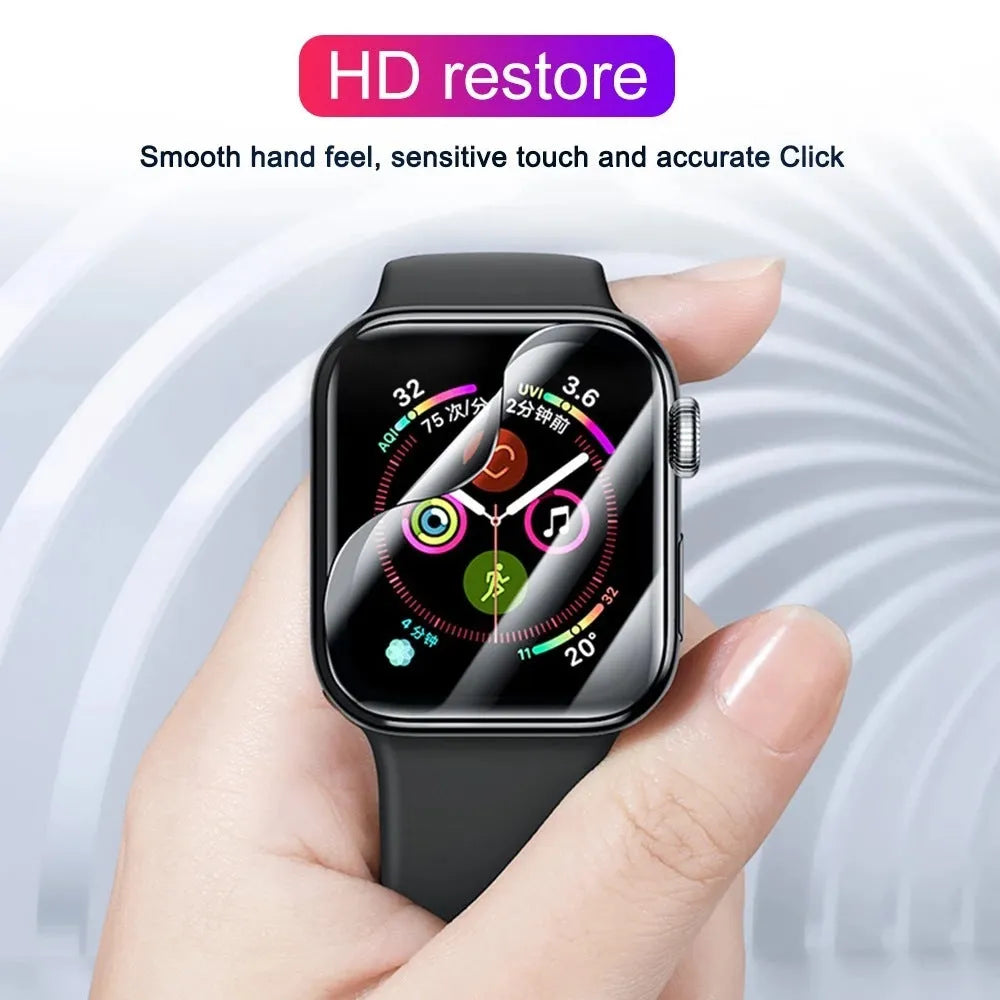 PMMA curved full screen protective film for Apple Watch in transparent black, multiple sizes available