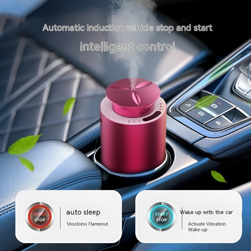 Portable rechargeable aroma diffuser with column-shaped metal housing in four colour options