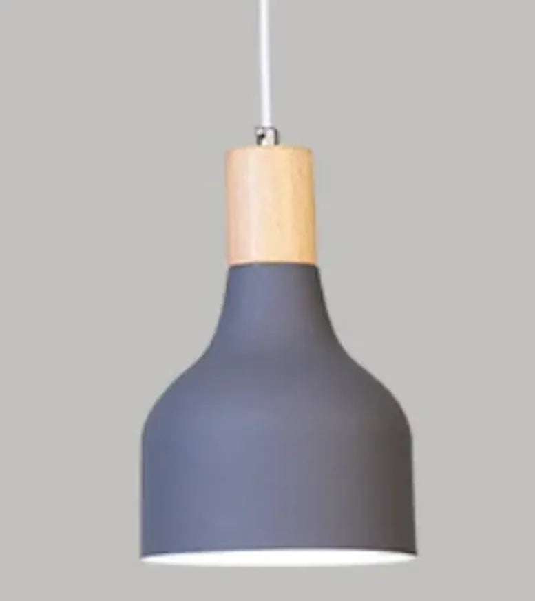 Retro wrought iron single-head droplight in grey with LED compatibility for dining room ceiling