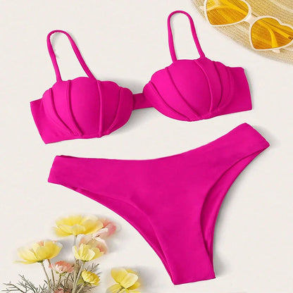 Sling I women's beach bikini swimsuit in rose red, black, or blue with sleeveless design and polyester fabric