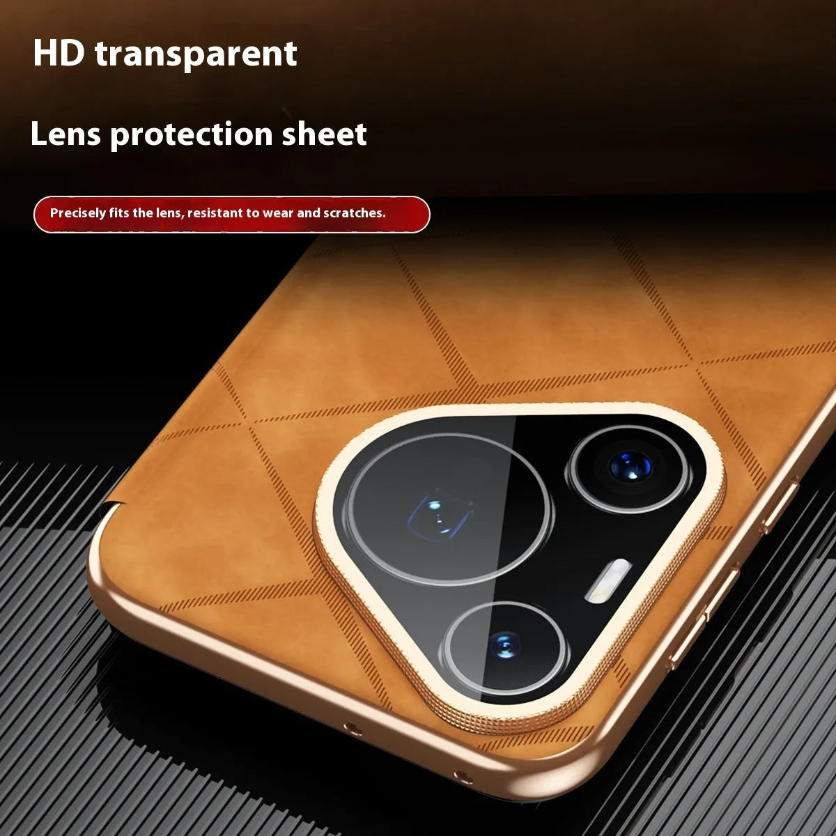 Electroplated diamond grid anti-fingerprint Huawei phone case in imitation leather.