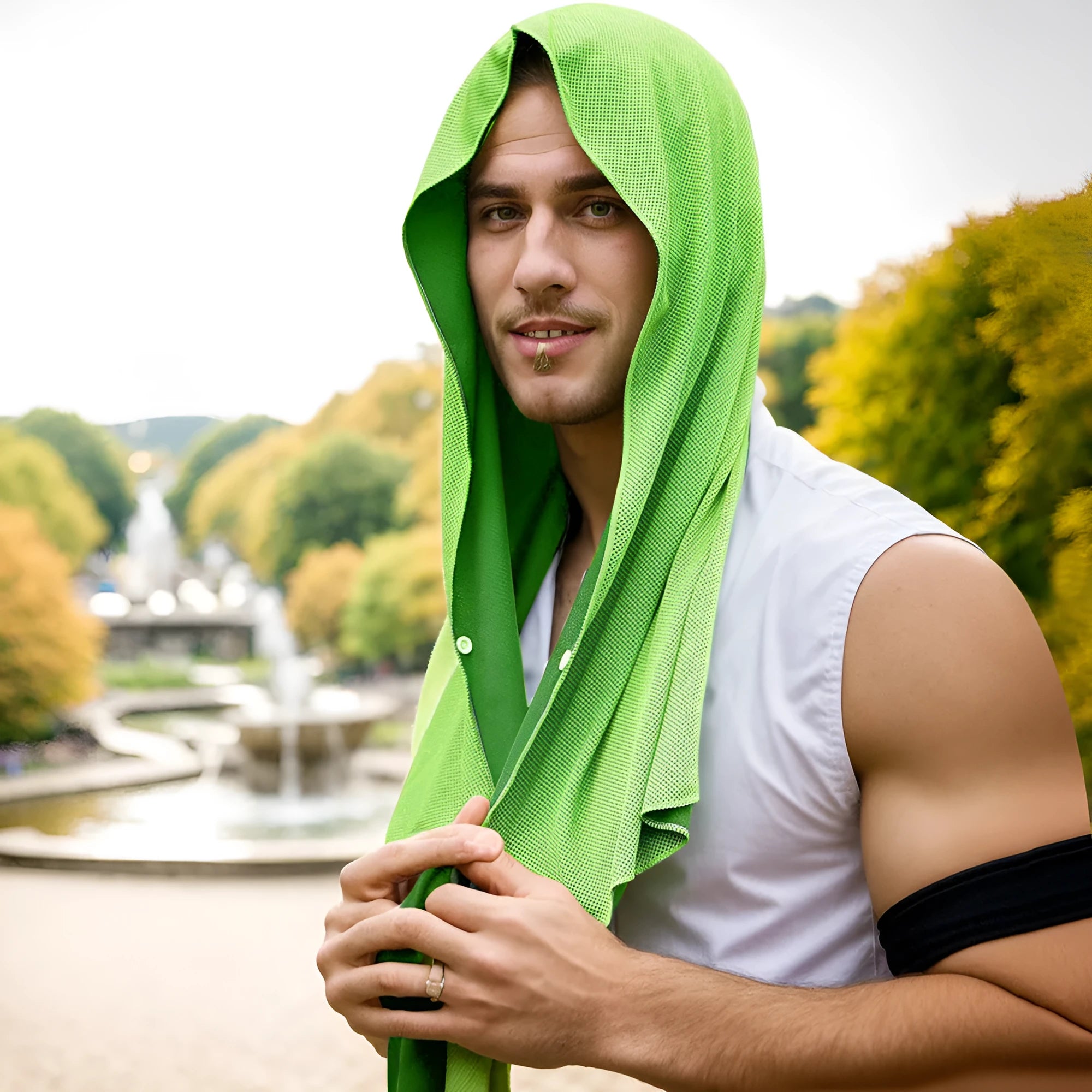 Polyester sports cool headscarf in eight colours for sun protection, 60x30cm size