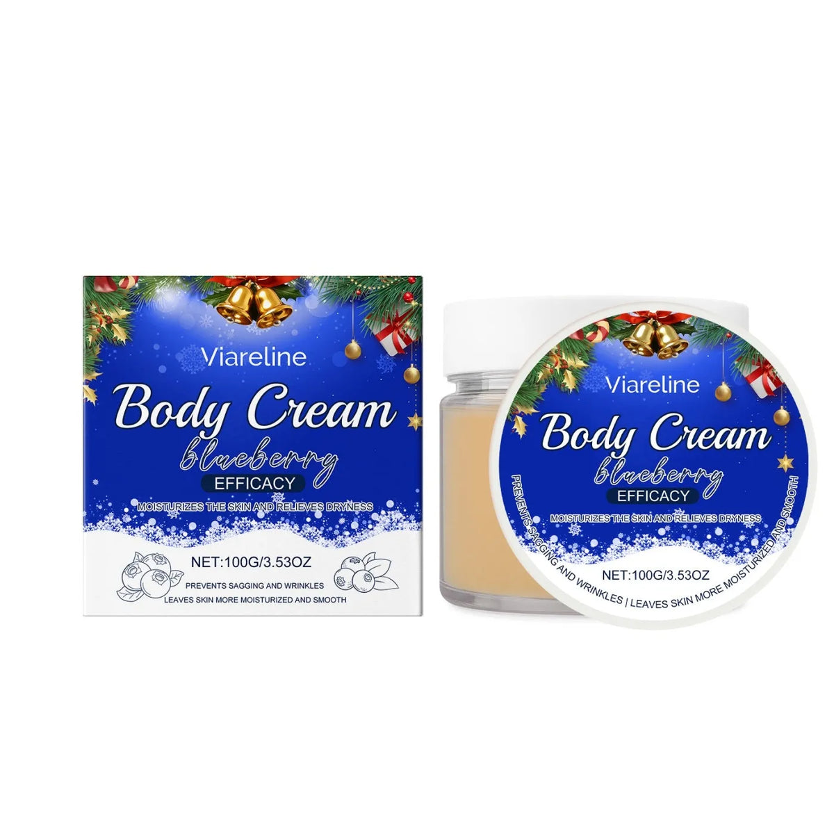 Nourishing body cream with wild strawberry extract and vitamin E in a jar