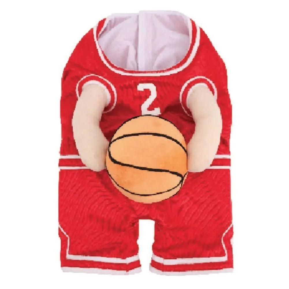 Red or yellow dog basketball costume with toy ball accessory for small medium large dogs