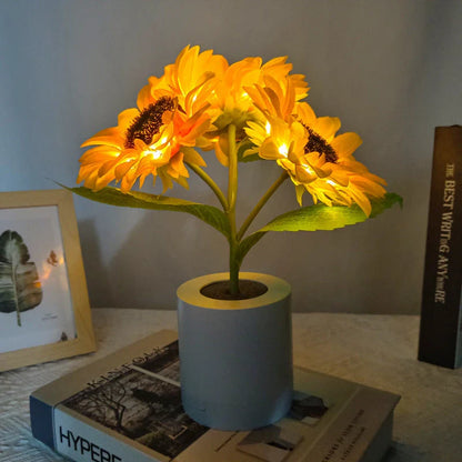 Enchanting Sunflower Lamp with LED modeling lights, creating a warm and natural ambiance for any room in your home