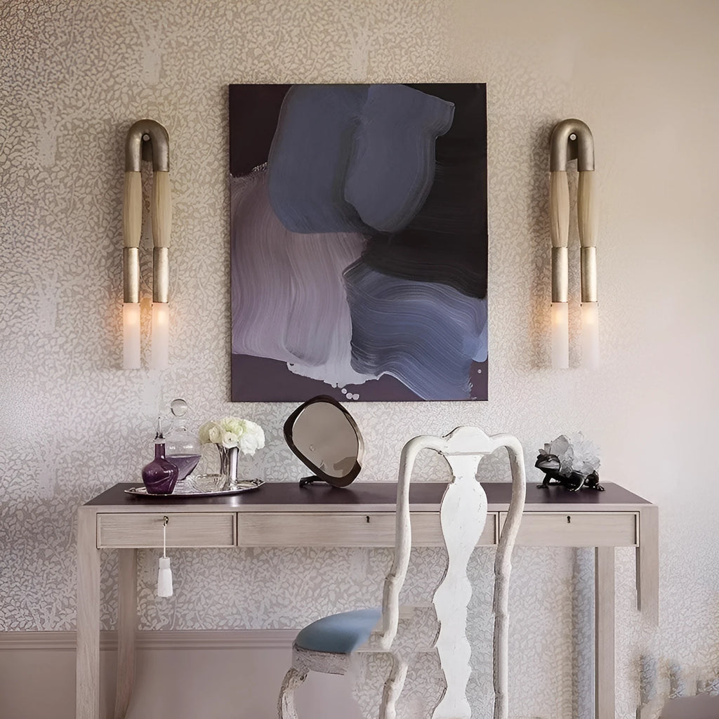 Horse hair wall chandelier with iron lamp body in black finish for modern indoor lighting