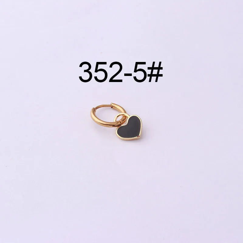 Stainless steel heart shaped ear clip with candy colour dripping oil finish for women