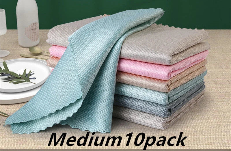 Microfiber dish cloth set for kitchen cleaning, available in multiple sizes and colours