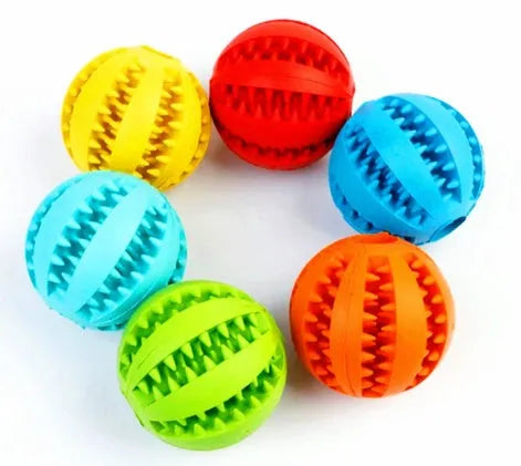 Food dispensing ball dog chew toy in dark blue, bite-resistant, 7cm size