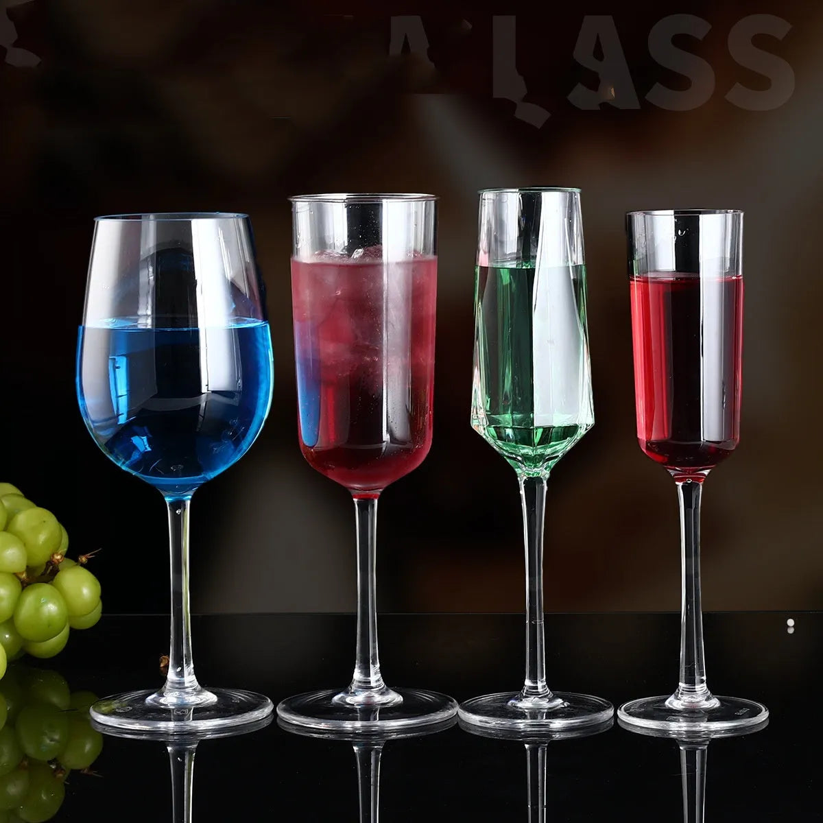 Clear plastic wine glass for catering with drop-resistant food grade PC acrylic construction