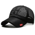 Men's adjustable cotton mesh baseball cap in khaki colour with dome crown styling