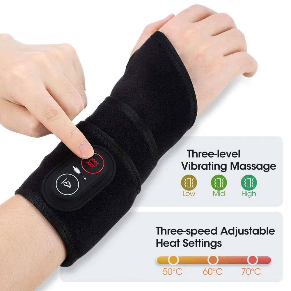 Black red light heat wrist strap with vibration massage and 36 LED beads