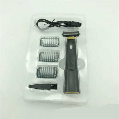 Wireless rechargeable precision shaver for men with stainless steel blades
