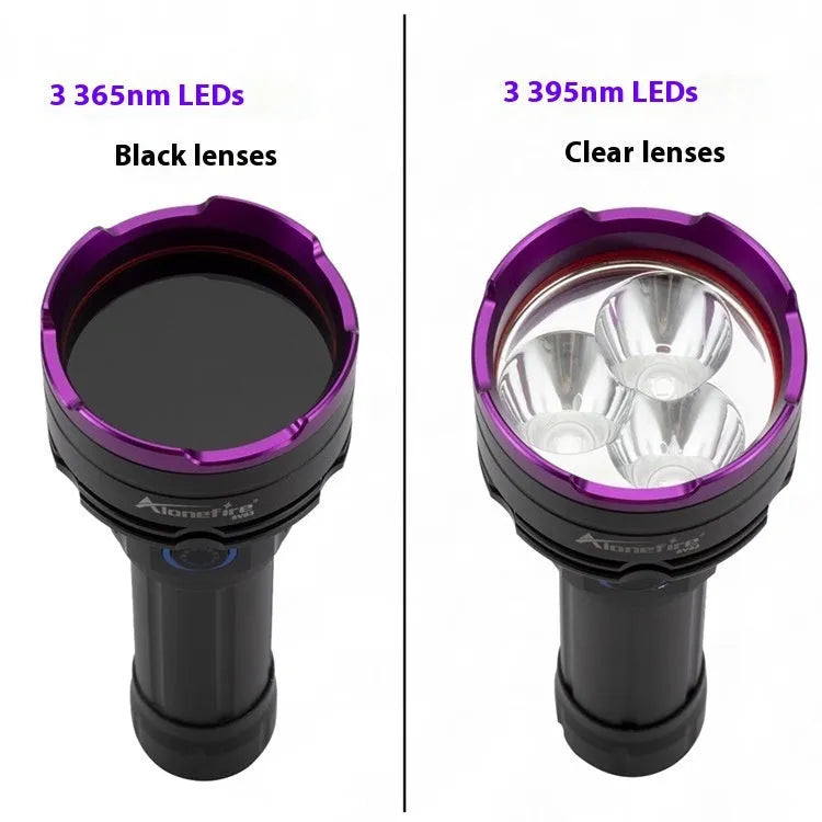 SV83 black light flashlight 30W 365nm UV torch aluminium alloy with battery