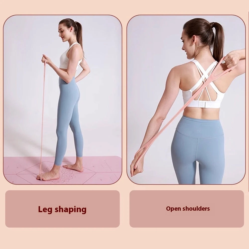 Women's silicone resistance bands in pink, blue, green, and multicolor for strength training