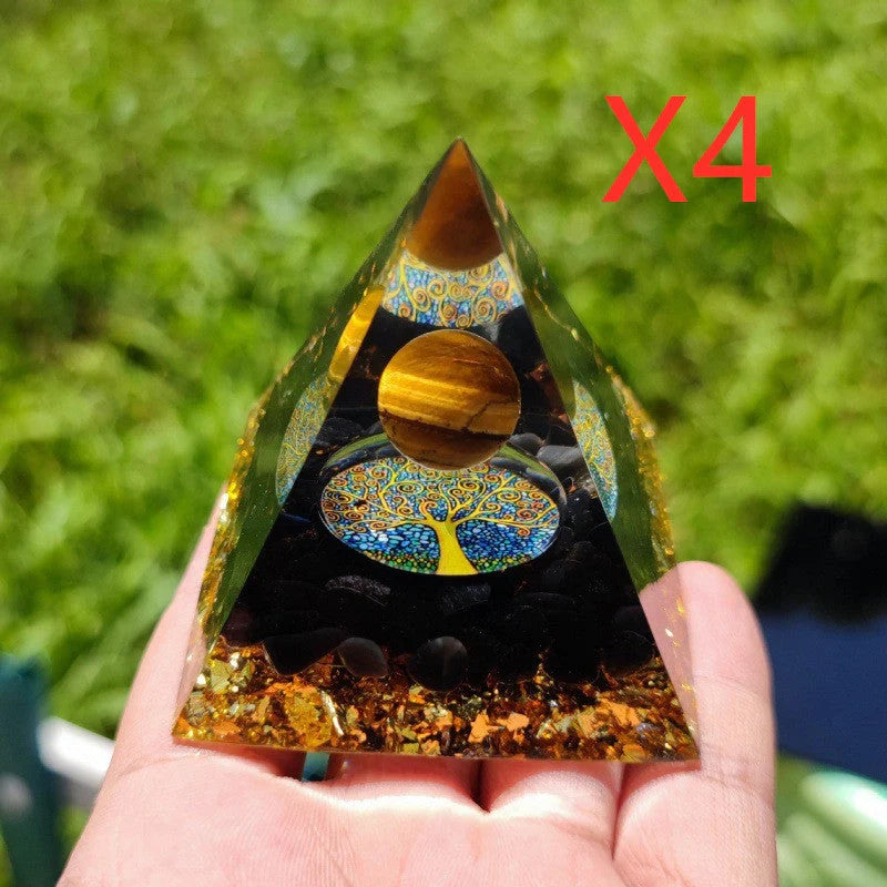 6CM Pyramid Decoration Natural Crystal Gravel Energy Tower in crystal epoxy resin