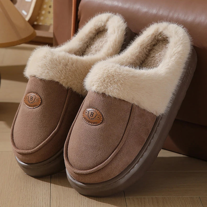 Cozy plush slippers for men in a variety of colors, featuring premium suede upper and rubber non-slip sole for indoor comfort and style