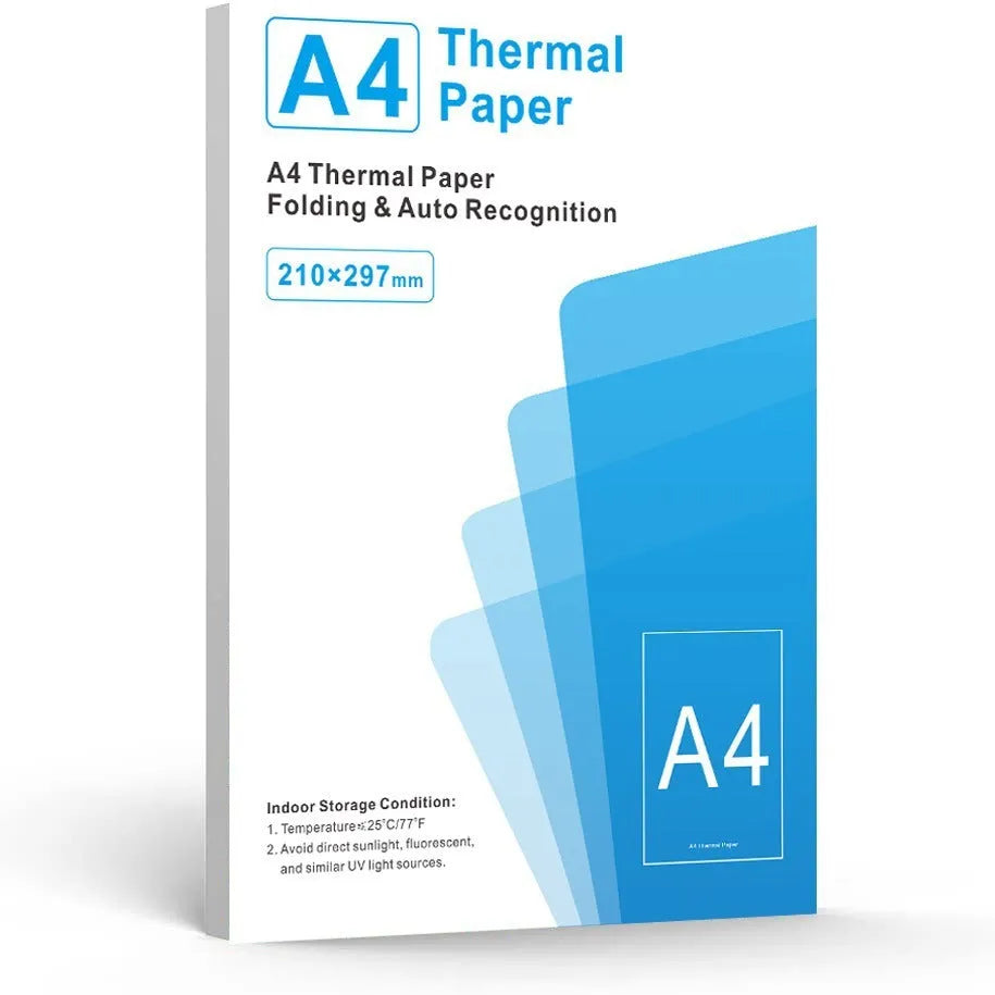 White A4 thermal printer paper sheets in packaging for office document printing