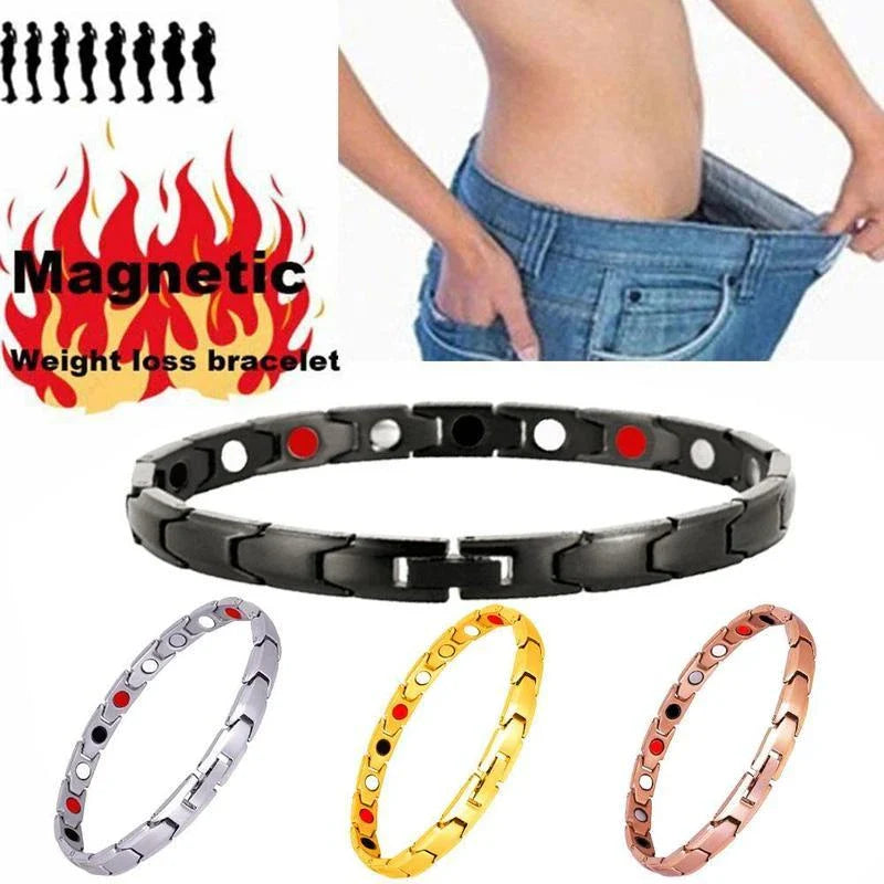 Stylish therapy bracelet with metal design for arthritis pain relief, weight loss, and energy boost