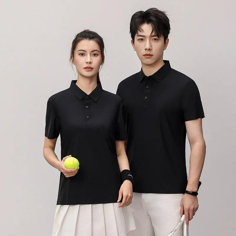 Seamless brocade polo shirt in apple green, shown on a hanger.