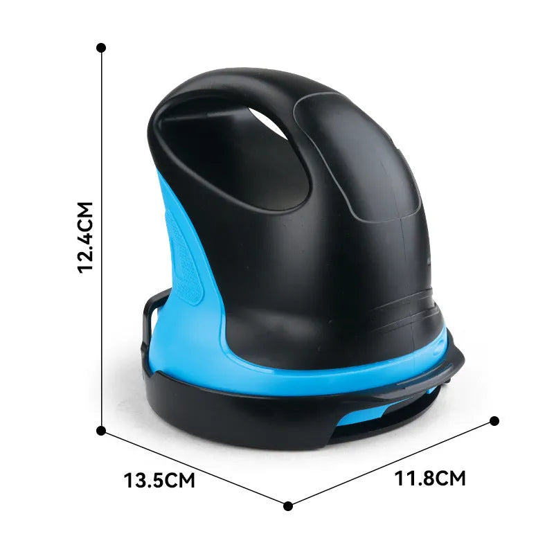 Blue plastic winter car ice scraper and snow shovel tool for vehicle maintenance