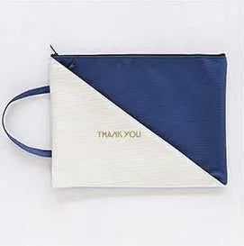 Blue double-layer zipper information bag made from Oxford cloth for student document organisation