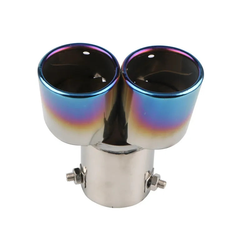 Universal stainless steel automotive exhaust pipe tail muffler with 145mm length in silver black finish