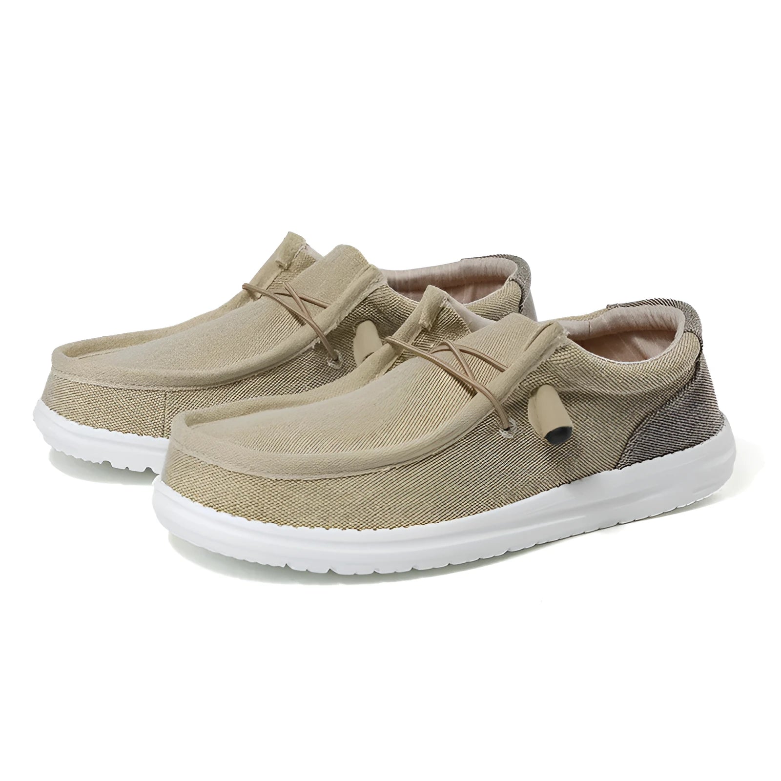Men's green and orange canvas casual shoes with round toe and rubber sole