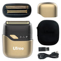 Gold electric reciprocating two cutter head shaver with floating head and LED display